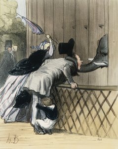 Ein Schrecken im Jardin des Plantes, aus "Les Etrangers a Paris" von Honore Daumier, Aubert et Compagnie, 1844
