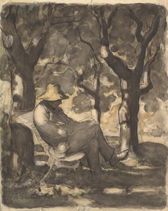 Ein Mann liest in einem Garten, 1825-79