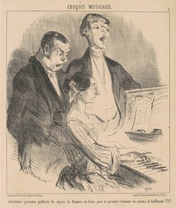 Amateurs parisiens profitant du séjour de Rossini von Honoré Daumier