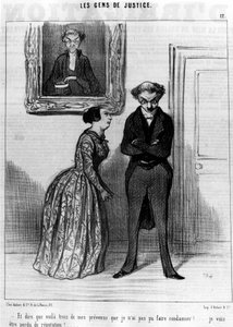 Und zu sagen, dass dies drei meiner Angeklagten sind, die ich nicht verurteilen konnte!... verlorener Ruf!... , aus der „Gens de Justice“, Serie von Karikaturen über die Justiz von Honore Daumier (1808-1879). „Charivari“ von Honoré Daumier