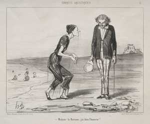 Aquatische Skizzen, Platte 8: Madame la Baronne, es ist mir eine Ehre..., 1853 von Honoré Daumier