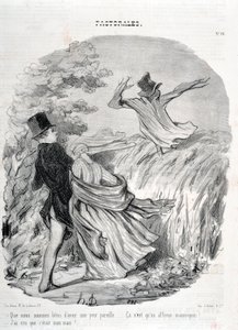 Werk von Honore Daumier (1808-1879). Charivari stammt aus dem Jahr 1845: Serie PASTORALES - Wie gut wir sind, so eine Angst zu haben... Ich dachte, er wäre mein Ehemann! MUSEUM DER SCHÖNEN KÜNSTE - PALAST LONGCHAMP, MARSEILLE