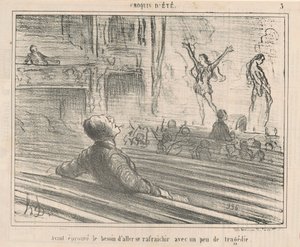 Ayant éprouvé le besoin de se rafraichir avec ... von Honoré Daumier