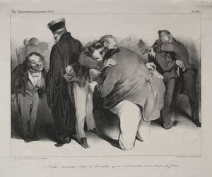 Karikatur, Platte 439: Wir sind alle ehrliche Männer, also lasst uns umarmen und es beenden von Honoré Daumier