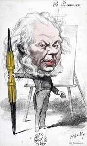Karikatur von Honore Daumier, französischer Graveur, Maler und Bildhauer. Gravur von Hyppolite Mailly. Dim: 14x8,5cm. Arbaud Museum. von Honoré Daumier