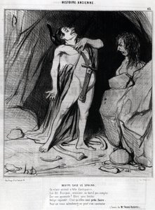 Karikatur von Honore Daumier über Ödipus und die Sphinx, in „Charivari“, 12. Dezember