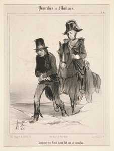 Wie man sich bettet, so liegt man, Platte 4 aus Proverbes et Maximes von Honoré Daumier