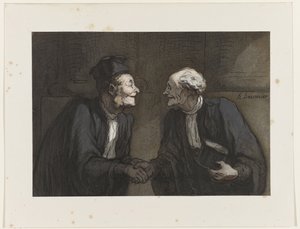 Deux avocats: la poignée de main (Zwei Anwälte: der Handschlag) von Honoré Daumier