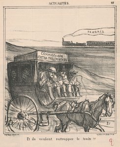 Und sie wollen den Zug einholen!!! von Honoré Daumier