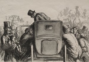Weltausstellung: Der Fremde findet alle Annehmlichkeiten, um zu seinem Hotel zurückzukehren von Honoré Daumier