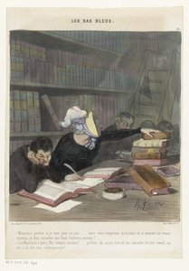 Figuren hinter einem Lesetisch in einer öffentlichen Bibliothek von Honoré Daumier