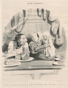 He! Wie er die Cervelas anschaut... von Honoré Daumier
