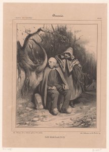 Junge Frau mit krankem Bauern entlang eines Pfades von Honoré Daumier