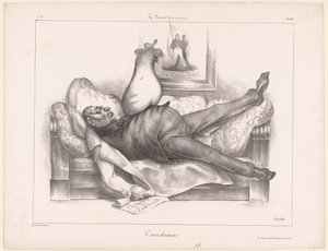 Karikatur von Gilbert du Motier, Marquis de La Fayette, während eines Albtraums von Honoré Daumier
