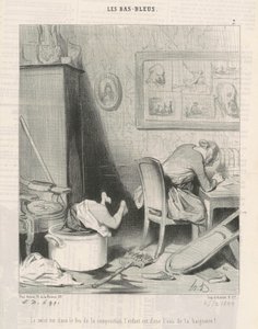 Die Mutter im Feuer der Komposition, das Kind im Wasser der Badewanne! von Honoré Daumier
