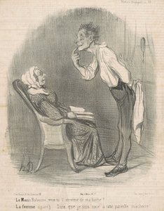 Der Ehemann. Bobonne, willst du mein Bartgeschenk? von Honoré Daumier