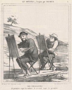 Die Landschaftsmaler. Der Erste kopiert die Natur von Honoré Daumier
