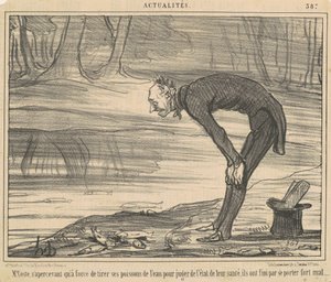M. Coste, der merkt, dass er durch das Ziehen von Honoré Daumier