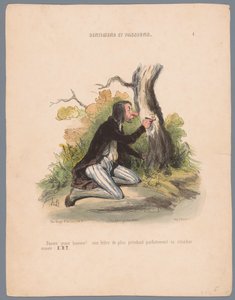 Mann schnitzt Initialen in eine Baumrinde von Honoré Daumier