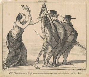 Frau Cobden, Gladstone und Bright ... von Honoré Daumier
