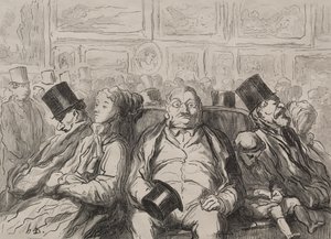 Moment der Ruhe im Salon Carré von Honoré Daumier