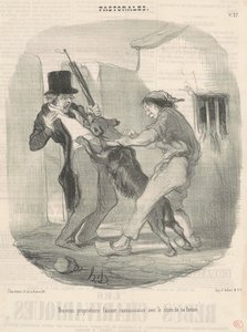 Neuer Besitzer macht Bekanntschaft mit dem Hund ... von Honoré Daumier