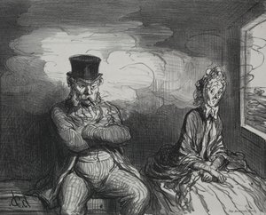Im Zug: Ein angenehmer Begleiter, 1862 von Honoré Daumier