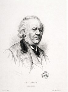 Porträt von Honore Daumier (1808-1879), französischer Graveur, Maler und Bildhauer. Massard-Gravur. Dim: 15x11,5cm. Arbaud Museum.