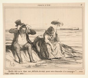 Welche Idee hattest du, Adelaide, hierher zu kommen von Honoré Daumier