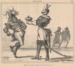 Wer will die Krone von Byzanz? von Honoré Daumier