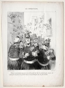 Die Festenden, Tafel 4: Rifolard ist bezaubernder denn je... von Honoré Daumier