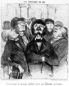 Die Pariser im Jahr 1852, die die neue Decke von Delacroix im Louvre betrachten, aus 