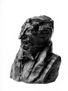 Die Büsten der „Berühmtheiten der Rechten Mitte“. Karikatur von Alexandre Simon Pataille (1781-1857), Richter und Abgeordneter. Der Feinschmecker. Skulptur von Honore Daumier (1808-1879) 19. Jahrhundert. Inv L 48.24 Dim in cm H 17 x L 1 Musee des Beaux Art von Honoré Daumier