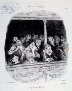 Der fünfte Akt hat die Gaite. Gesichtsausdrücke des Publikums während der Vorstellung (Langeweile, Müdigkeit, Desinteresse) Karikatur von Honoré Daumier (1808-1879). 19. Jahrhundert Paris, Musée Carnavalet