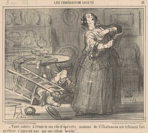 Ganz in das Studium ihrer Rolle vertieft ... von Honoré Daumier