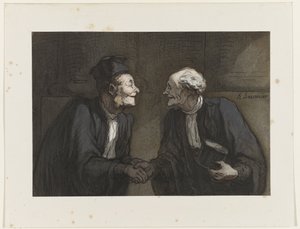 Zwei Anwälte schütteln sich die Hand von Honoré Daumier