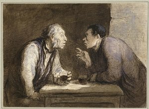 Zwei Trinker, ca. 1857-69 von Honoré Daumier