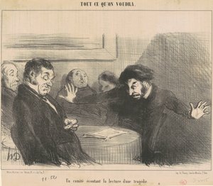 Ein Komitee hört die Lesung einer Tragödie von Honoré Daumier