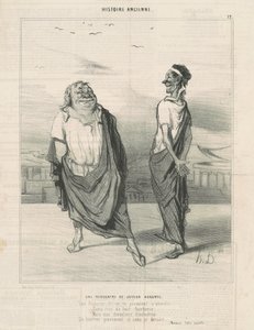 Eine Begegnung freudiger Vorzeichen von Honoré Daumier