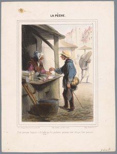 Fischer kauft Fisch in der Markthalle von Honoré Daumier