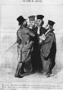 Du hast mich in deinem Plädoyer beleidigt, aber ich werde dich zwingen, Recht zu haben!... „Herr, lernen Sie, dass ich Sie nicht fürchte!... Ich habe den höchsten zivilen Mut, niemals auf eine Provokation zu antworten!... , aus der Serie „Gens de Justice“