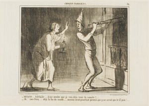 „- Adelaide, Adelaide.. Ich glaube, ich sehe den Kometen kommen!!... - Oh mein Gott... das ist das Ende der Welt.... wie ärgerlich. Sie haben versprochen, dass er erst am 13. Juni kommen würde!“, Tafel 31 aus Croquis Parisiens