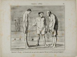 „- Baron, ich habe die Ehre, Ihnen Herrn Mérouel vorzustellen, einen unserer größten Banker... - Baron, ich habe die Ehre, Ihnen Herrn Cascaret vorzustellen, einen unserer größten Aktionäre,“ Platte 31 aus Croquis D