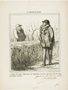 „- Hallo, Nachbar, bist du wie ich? Ich beginne zu glauben, wir würden gut daran tun, nach Paris zurückzukehren,“ Tafel 1 aus La Campagne En Hiver