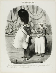 "- Ich bin nie ruhig, wenn ich sehe, wie Sie so ausgehen... Ich habe immer Angst, Monsieur Moussard, dass Sie untreu sein könnten," Platte 67 aus Les Bons Bourgeois von Honoré Victorin Daumier