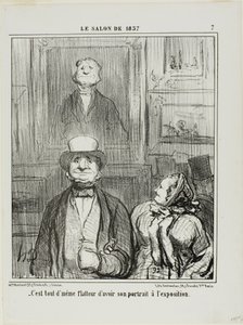 „- Es ist wirklich schmeichelhaft, sein Porträt im Salon ausgestellt zu haben,“ Tafel 7 aus Le Salon de 1857 von Honoré Victorin Daumier