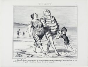 „- Madame Prudhomme, lassen Sie uns nicht eilen, erinnern wir uns daran, dass Würde über alle Lebensakte herrschen sollte... Würde allein unterscheidet den Menschen von den übrigen Tieren,“ Tafel 2 aus Croquis Aquatiques