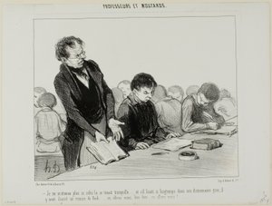 „- Jetzt verstehe ich, warum dieser Kerl die ganze Zeit so ruhig war..... anstatt leise in seinem griechischen Wörterbuch zu lesen, hat er sich in einen Roman von de Kock vertieft.... Oh mein Gott.... wo soll das alles enden!!“, Platte 22 aus Professeurs E
