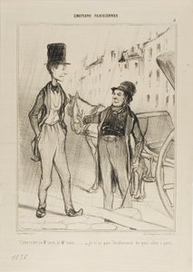 „- Taxi Monsieur? Taxi? - Ich habe nicht einmal genug, um zu Fuß zu gehen,“ Tafel 8 aus Émotions De Parisiens von Honoré Victorin Daumier