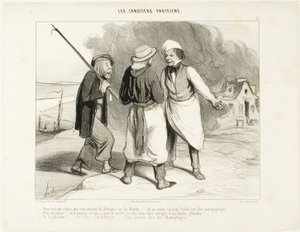 - Na sowas! Ich dachte, wir hätten gerade eine unbewohnte Insel oder zumindest ein von Kannibalen bewohntes Land entdeckt. - Nein, Sir... und der Beweis ist, dass ich Ihnen, wenn Sie wollen, ein ausgezeichnetes Wildfrikassee in Weißweinsauce zubereiten wer von Honoré Victorin Daumier